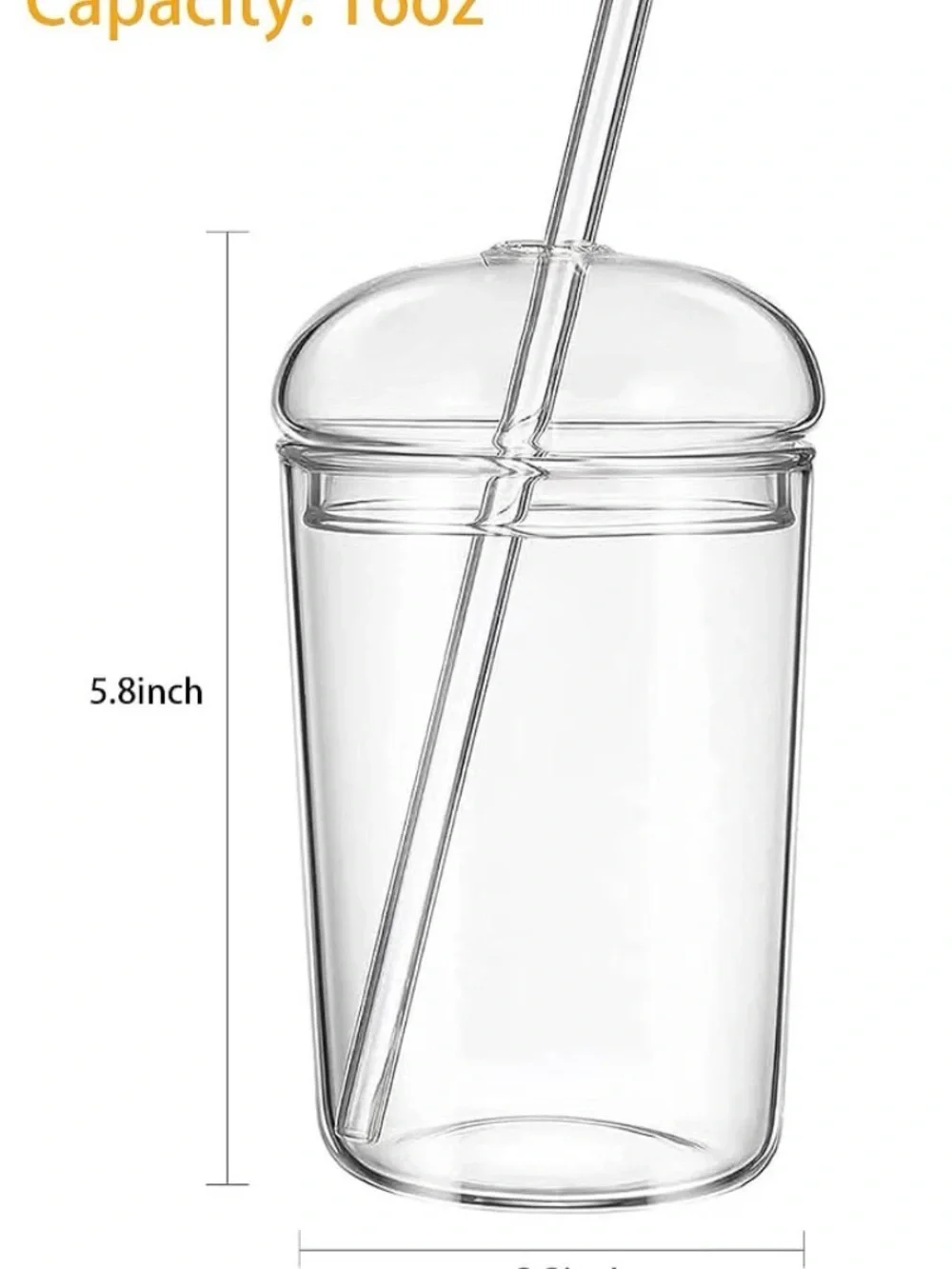 Clear Glass Reusable Tumbler with Straw - Transparent